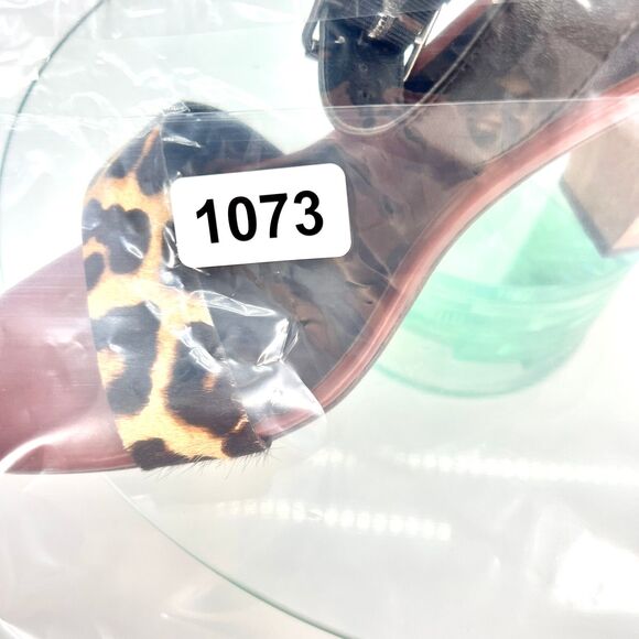 42 Gold Lina Chinese Laundry Ankle Strap Sandal Heels Leather Animal Print - Picture 11 of 11